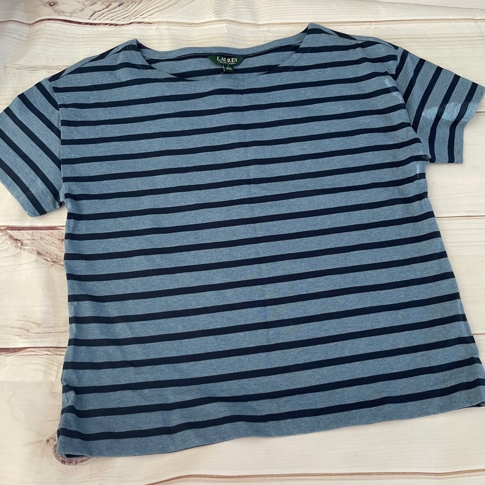 Ralph lauren wide striped blue shirt S
